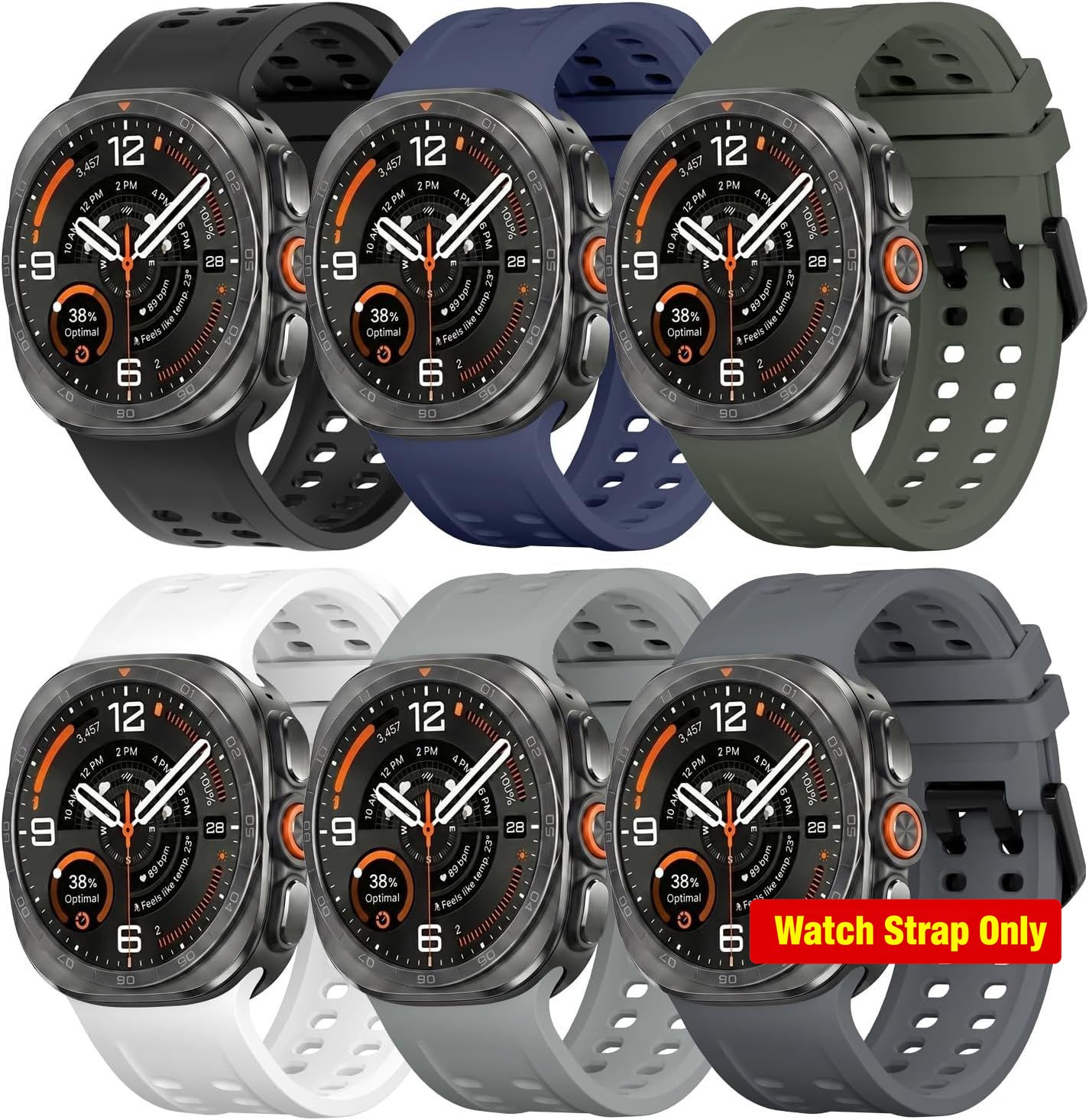 6 Pack Only Strap For Samsung Galaxy Watch Ultra 2 40mm Silicone Sport
