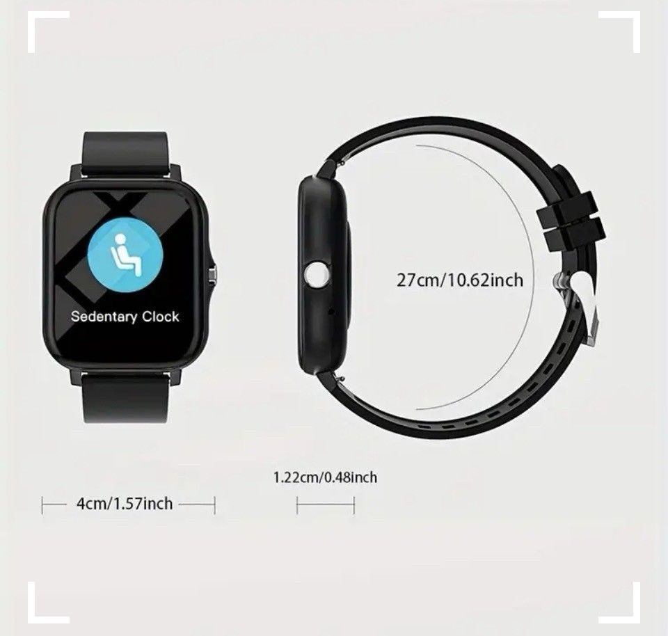 Touchscreen Bluetooth Call Smart Watch 40mm Metal Case, Black Silicone Band