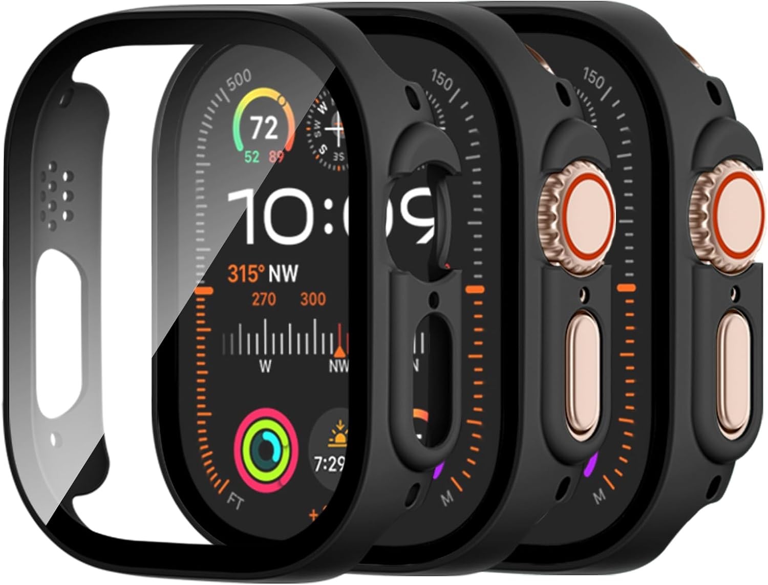 3 Pack Tempered Glass Case for Apple Watch Ultra 49mm Anti-Scratch Bumper
