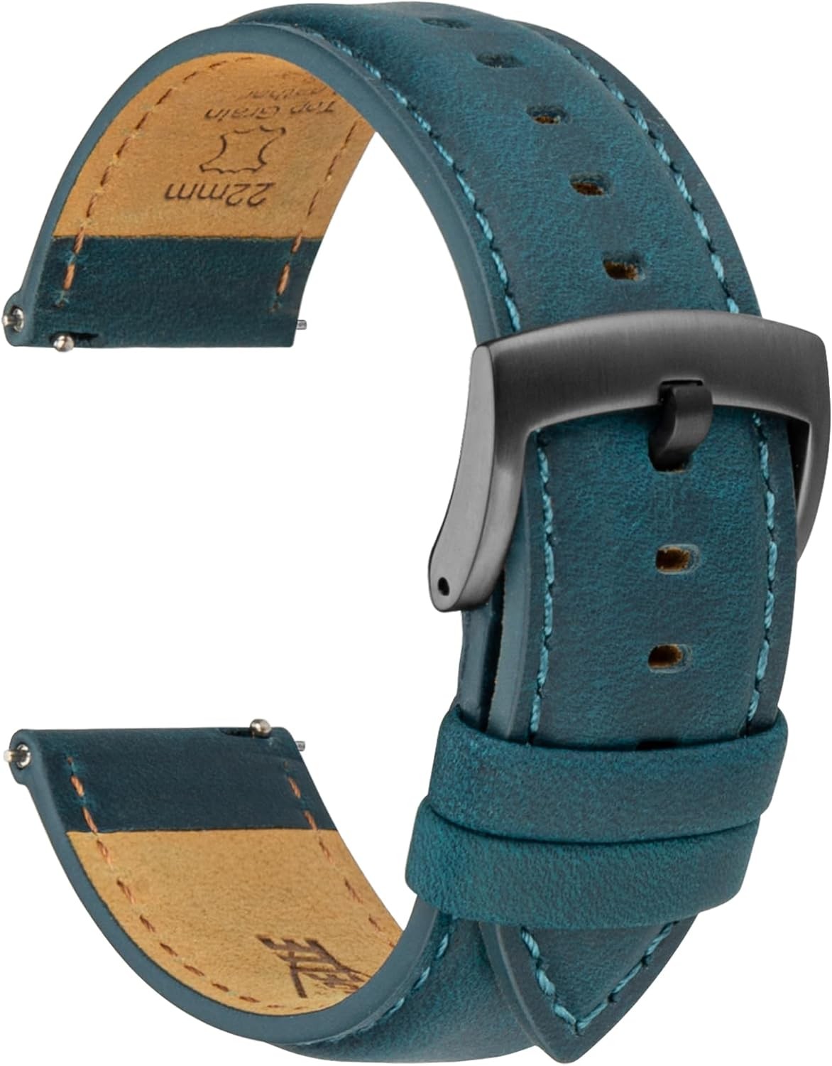 Leather Strap Compatible with Watch and Smartwatch, Choice of Width – 18mm to 22