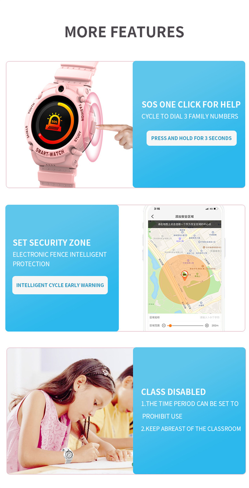 Kids Phone Watch Smartwatch 4G SOS Call Waterproof Children Wrist Watch Camera