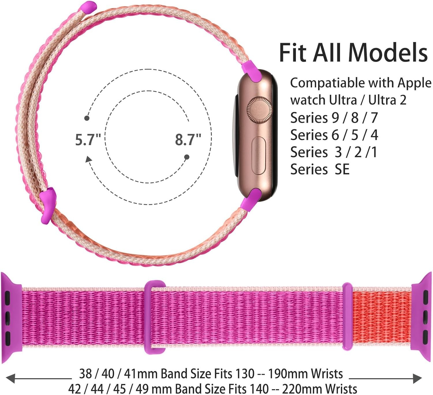 Sport Loop Band for Apple Watch Series 11/10/9/8/7/6/5/4 40mm 41mm Plum