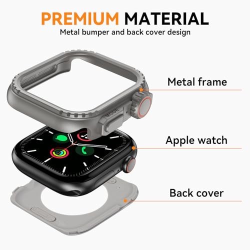1 Pack Metal Case for Apple Watch Series 10 46mm Durable Full-Coverage Stainless