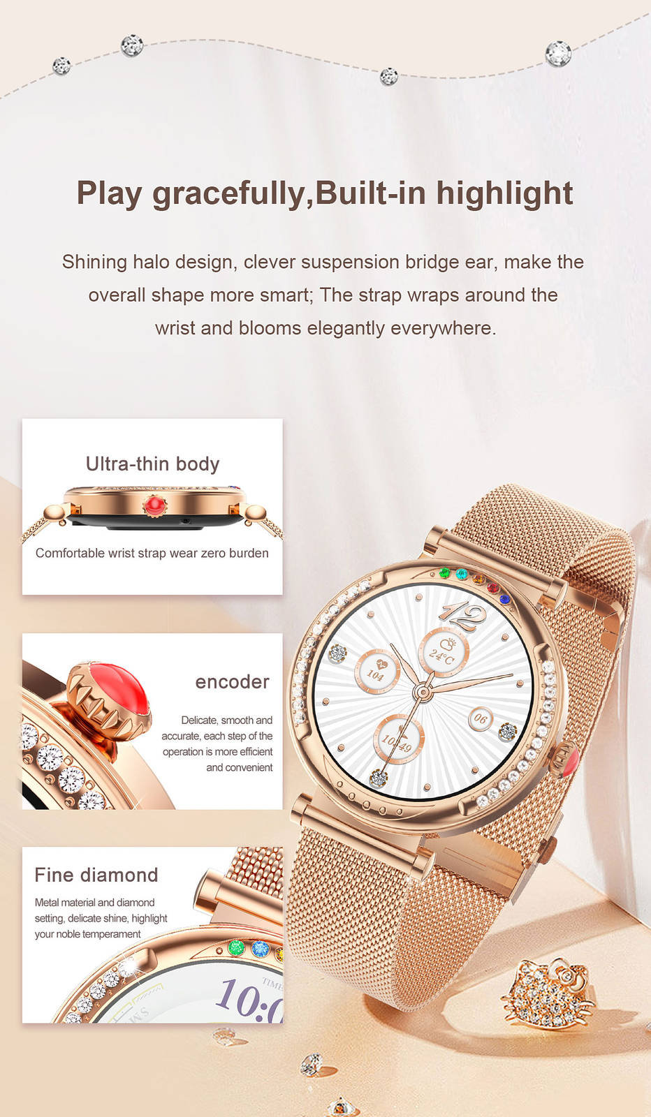 Smart Watch for Girls Women Sleep Monitor Wrist Watch Sports Fitness Tracker