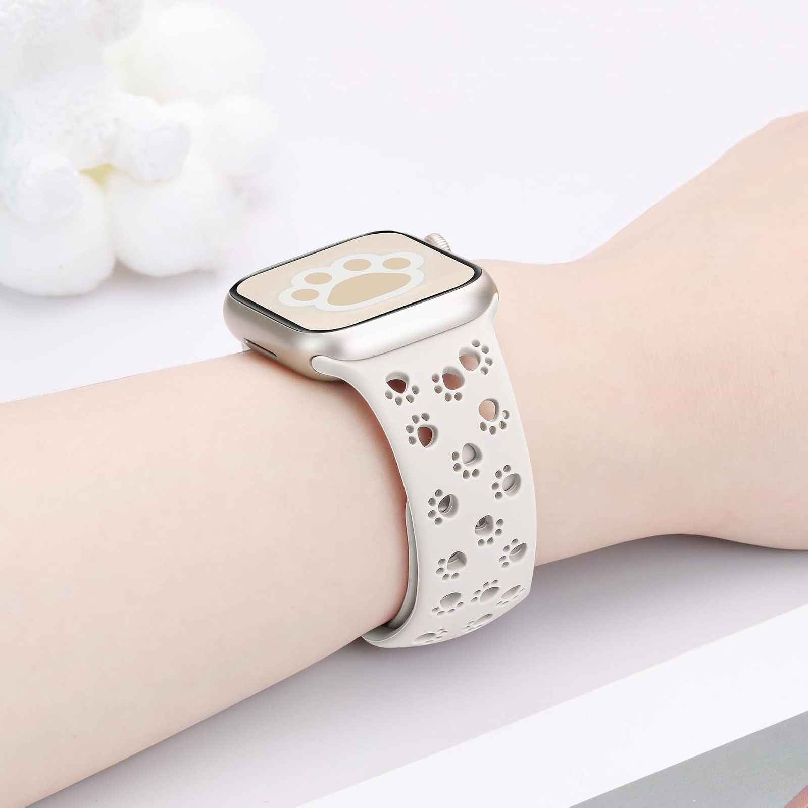 Silicone Watch Band for Apple Watch 41mm 40mm 42mm Series 10 11 Paw Design