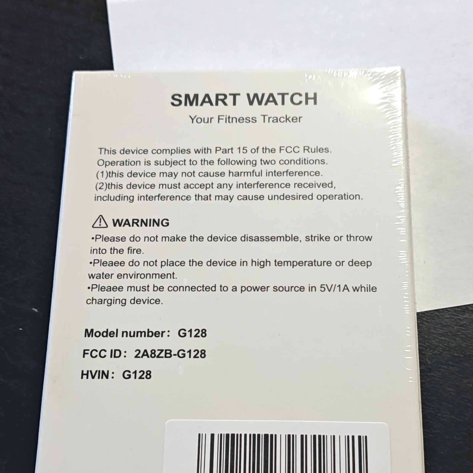 G128 Smart Watch Fitness Tracker Pedometer 44mm White Silicone Band Unlocked