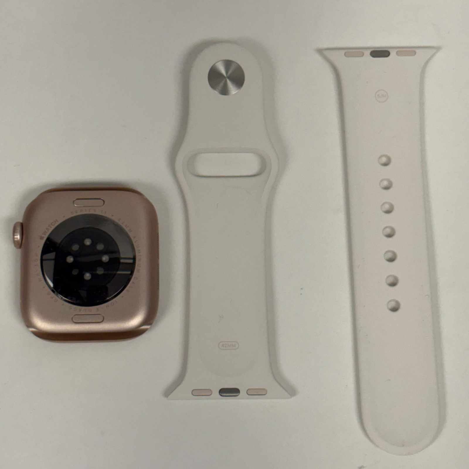 GPS Only Apple Watch Series 11 42MM Rose Gold Aluminum WhiteSport Band MEU04LW/A