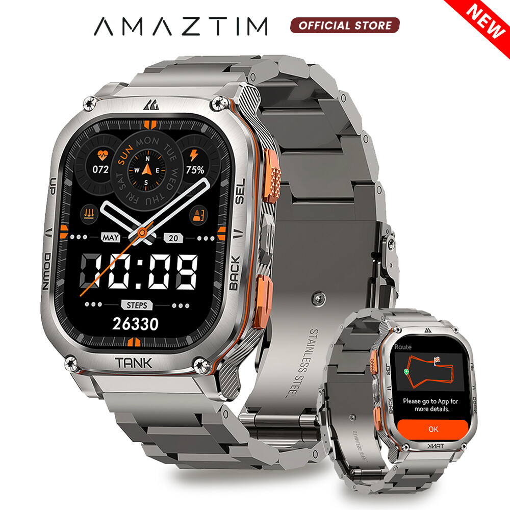 2024 AMAZTIM TANK M3 ULTRA GPS Smart Watch 480mAh Big Battery Men Smart Watch