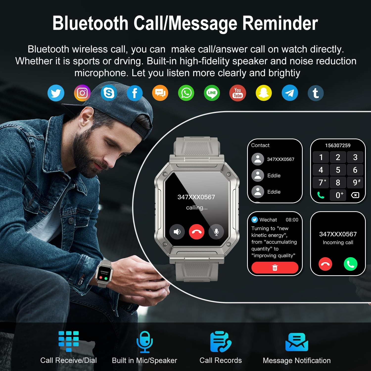 Kimeag Smart Watch For Men Fitness Tracker Military Smart Watches For Men