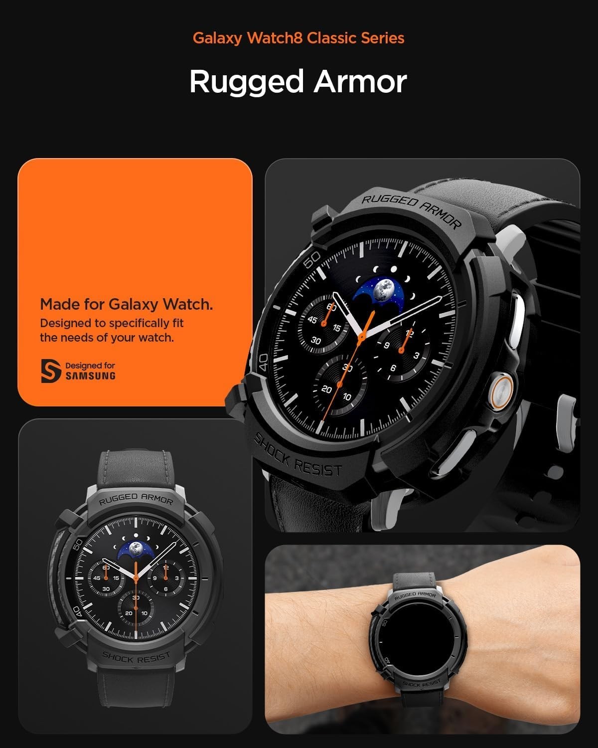 Rugged Armor Samsung Galaxy Watch 8 Classic 46mm Matte Black