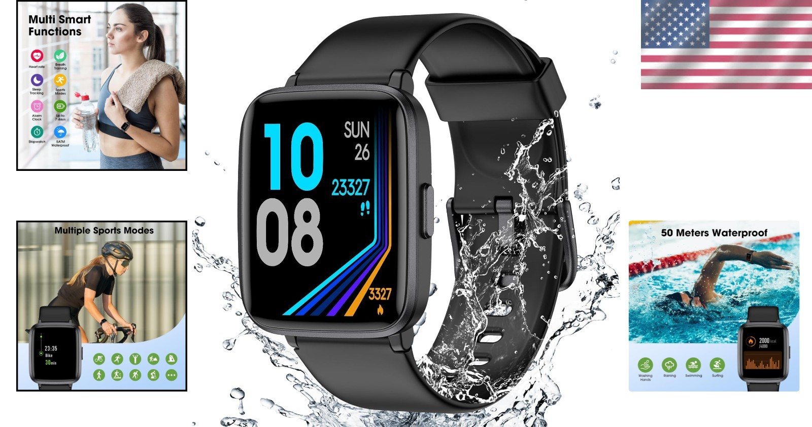 Unisex Smart Fitness Watch – Heart Rate, Sleep & Activity Tracker – Waterproof