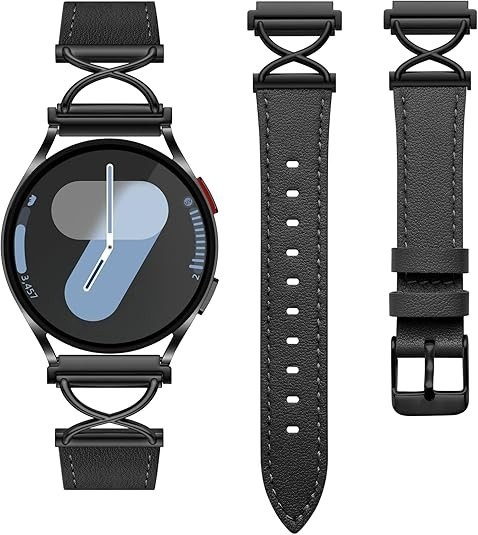 Brown Leather Band with X-Shape Design for Samsung Galaxy Watch 7 40mm 44mm