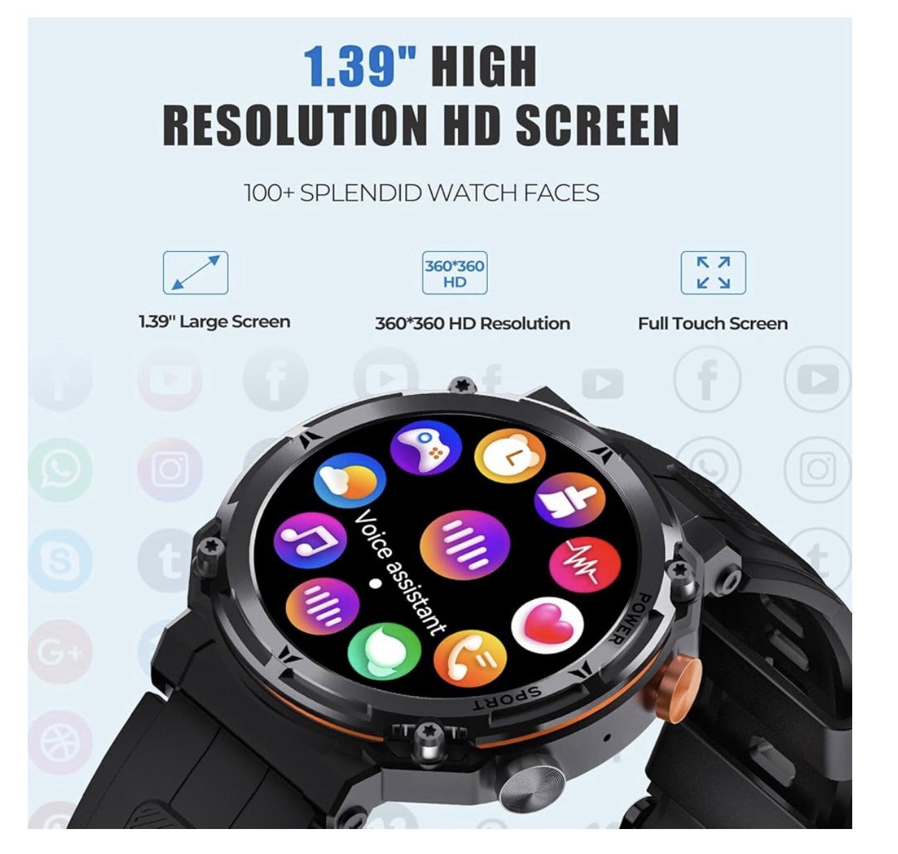 Military Smart Watches For Men, 100 Plus Sport Modes