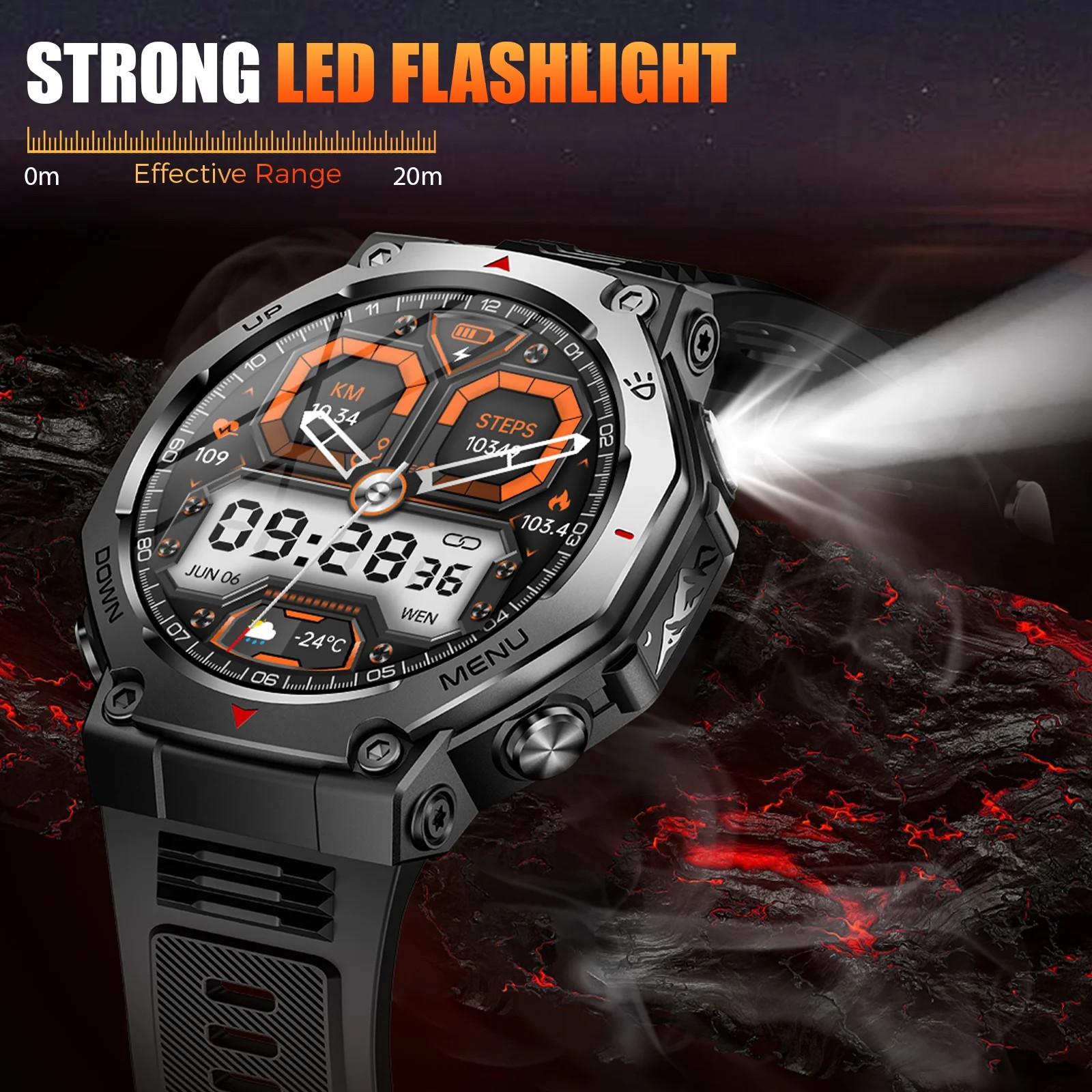 5ATM Waterproof Smartwatch with Wireless Calling, Compatible with iOS & Android