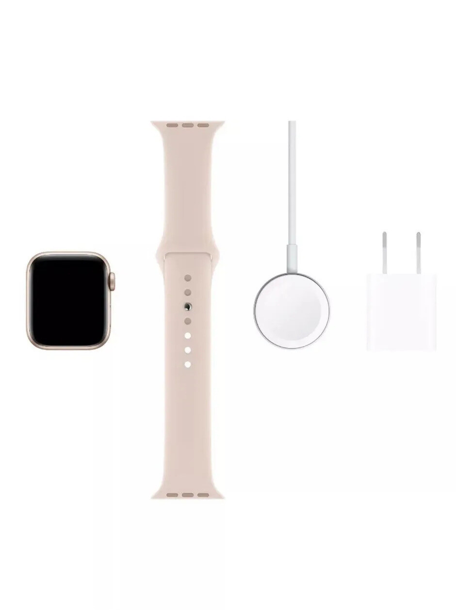 Apple Watch Series 5 GPS 40mm Gold Aluminum Case Pink Sand Sport Band -S/M & M/L