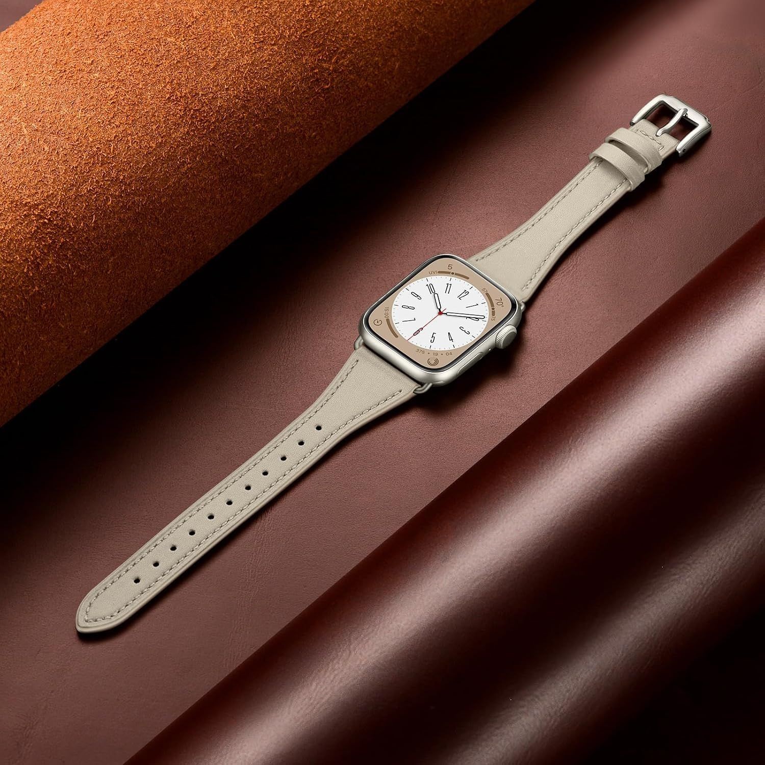 Genuine Leather Strap Compatible with Apple Watch Series 7 42mm Women