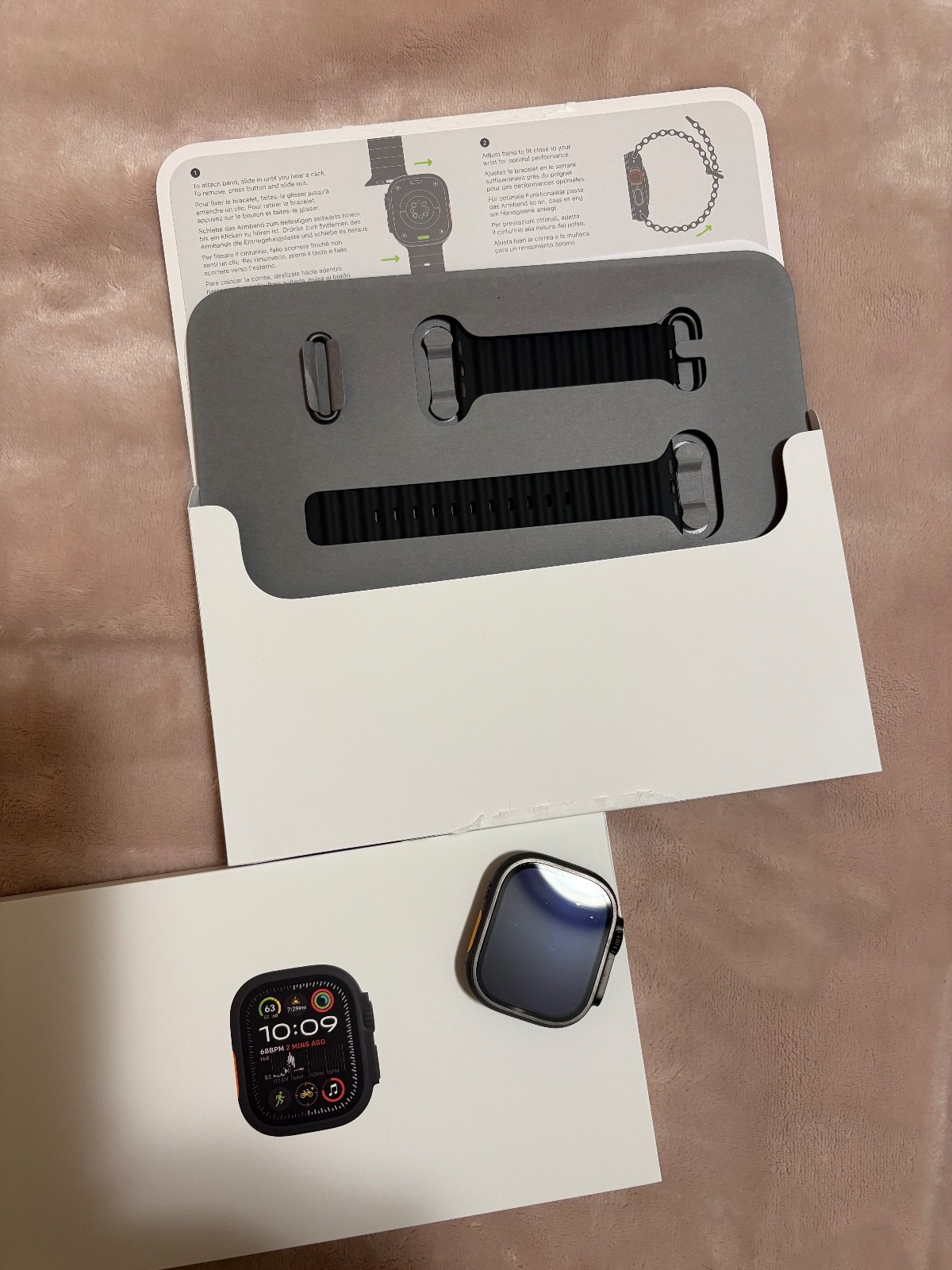 Apple Watch Ultra 2 49mm black Case with Trail Loop – Blue/Black, M/L (GPS +