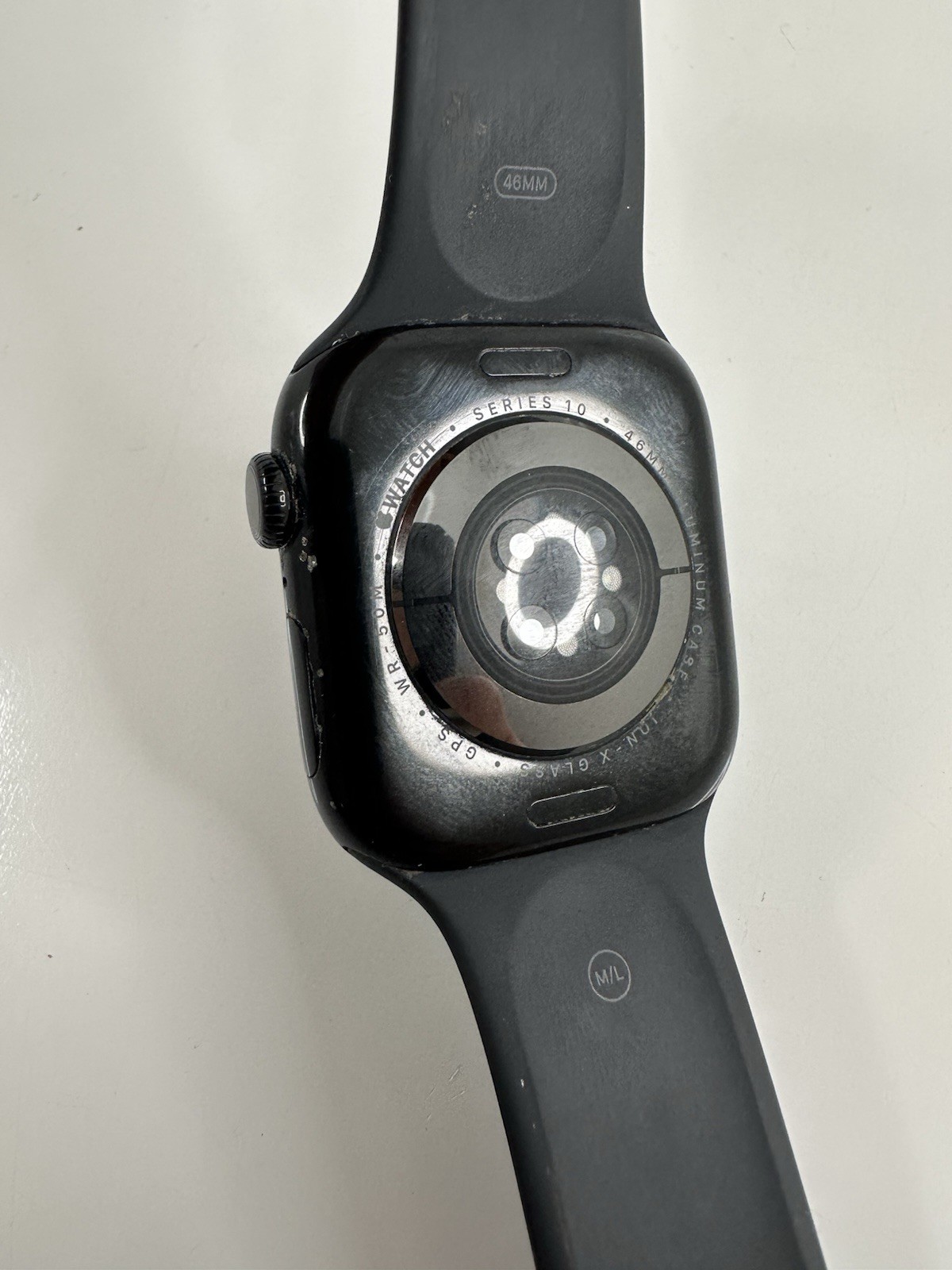 Apple Watch Series 10 46mm Jet Black Cracked Glass w/Box Tested & Works