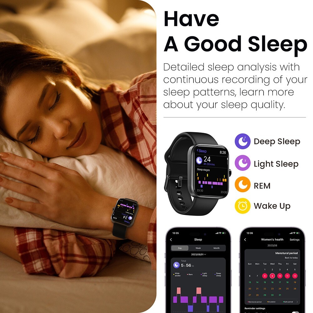 TOZO S3 Smart Watch 1.83″ Touch Screen Fitness Tracker IP68 Waterproof
