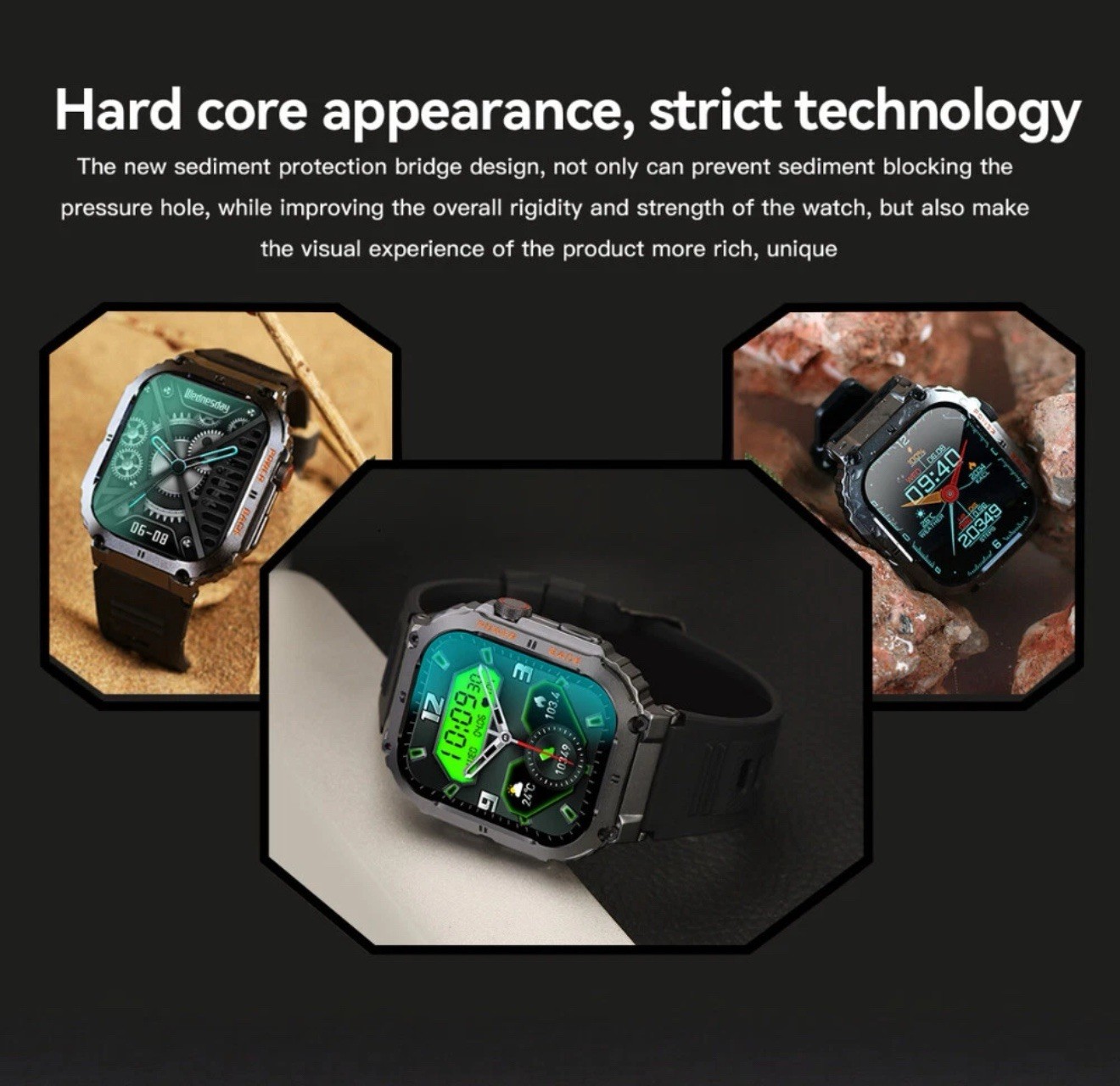 Tactical Smartwatch Fitness Tracker Call Text for Sony Xperia 1 IV Waterproof