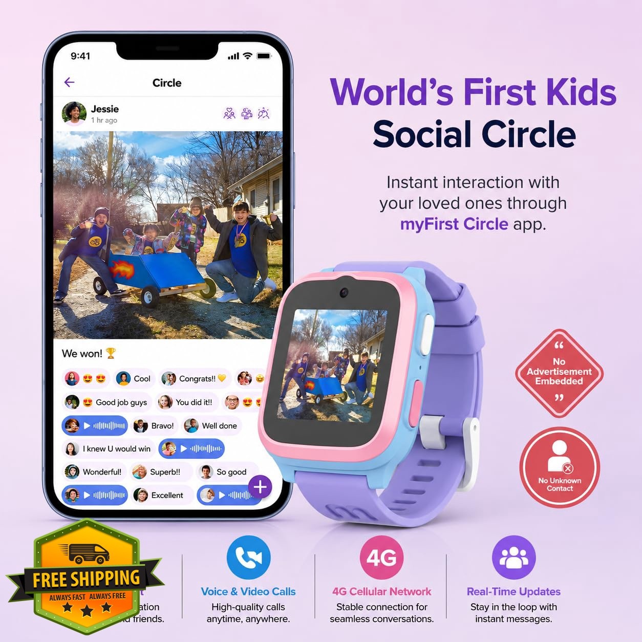 myFirst Fone S3+ Kids Smart Watch Cotton Candy