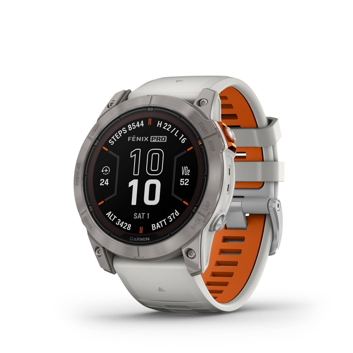 GARMIN FENIX 7X PRO SAPPHIRE SOLAR TITANIUM W/ FOG GRAY/EMBER ORANGE BAND