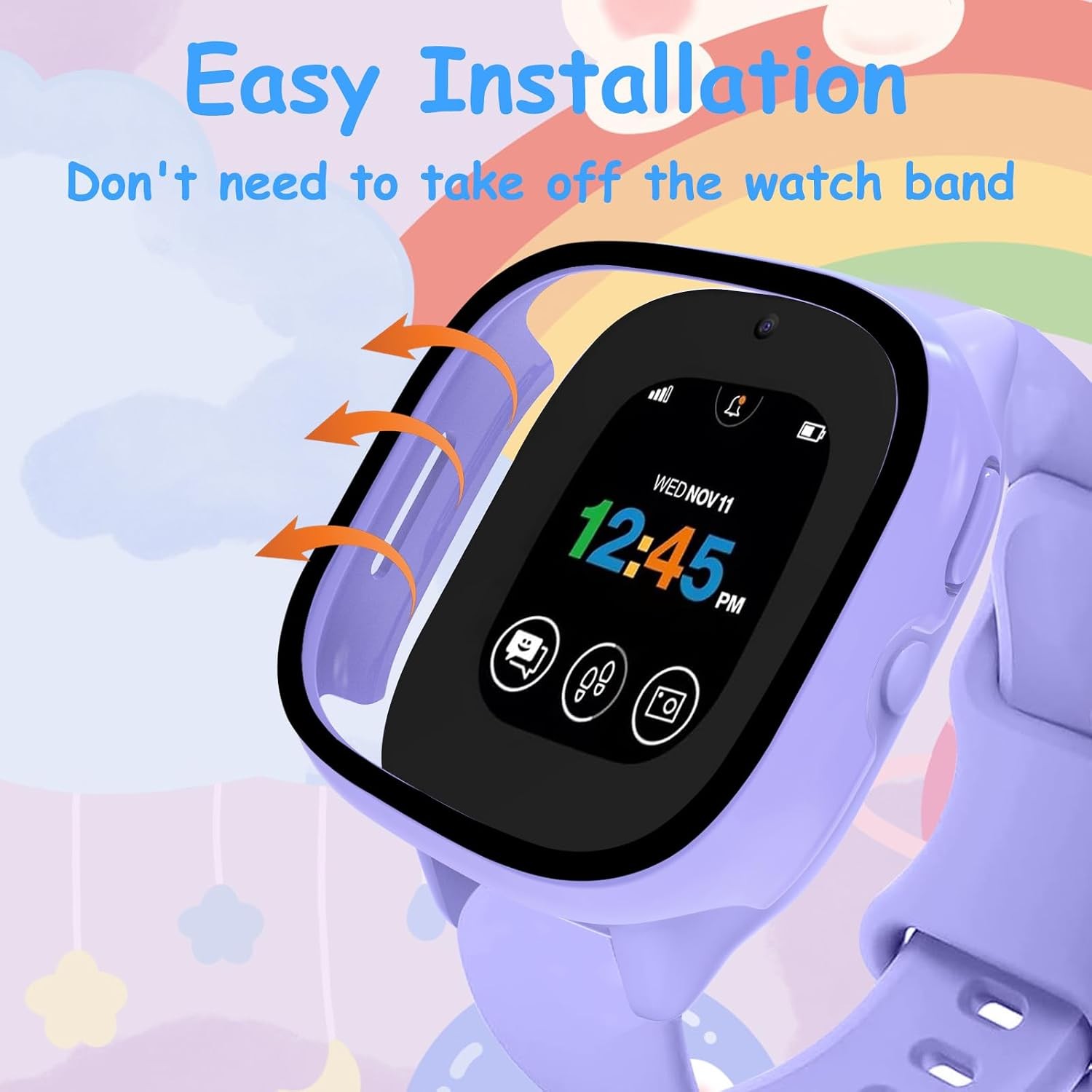 Screen Protector Case for Gizmo Watch 3, Hard PC with Tempered Glass, Scratch Re