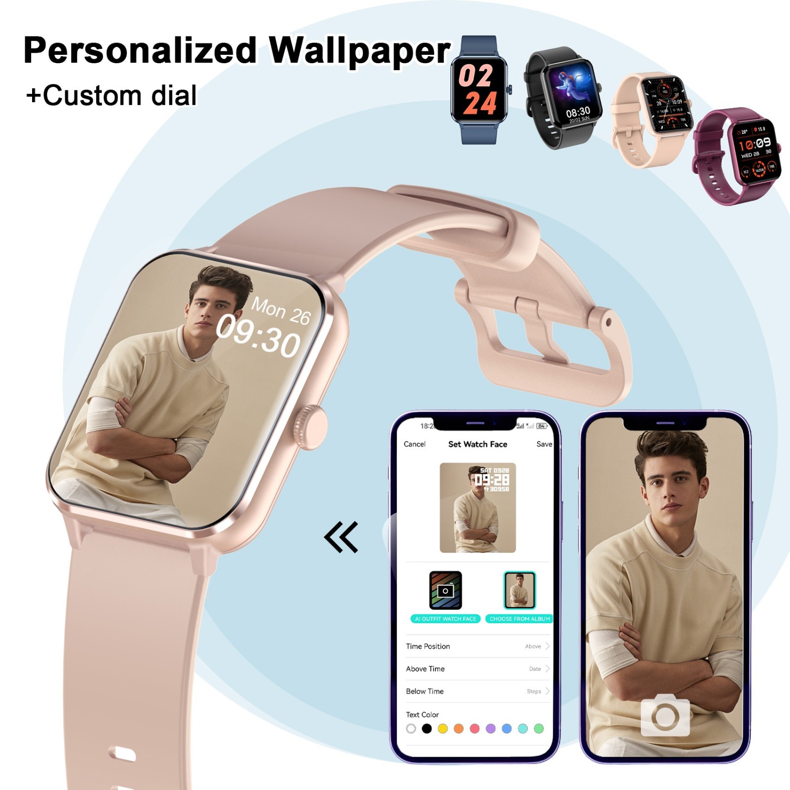 Smart Watch Women with Blood Pressure Monitor Fitness Track For IOS Android