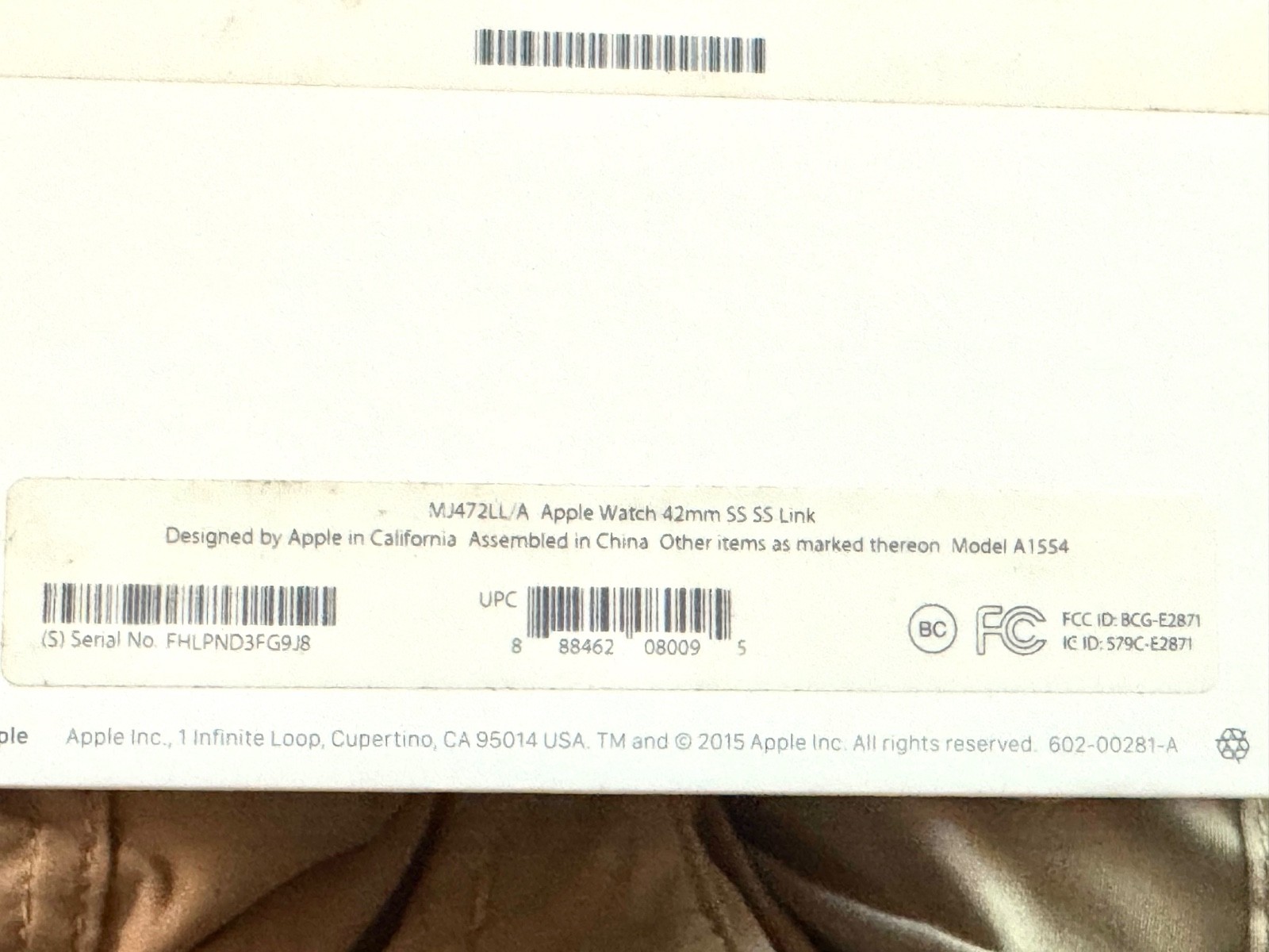 ORIGINAL 1st Generation Series 0 – 42mm Stainless Steel Apple Watch Model A1554