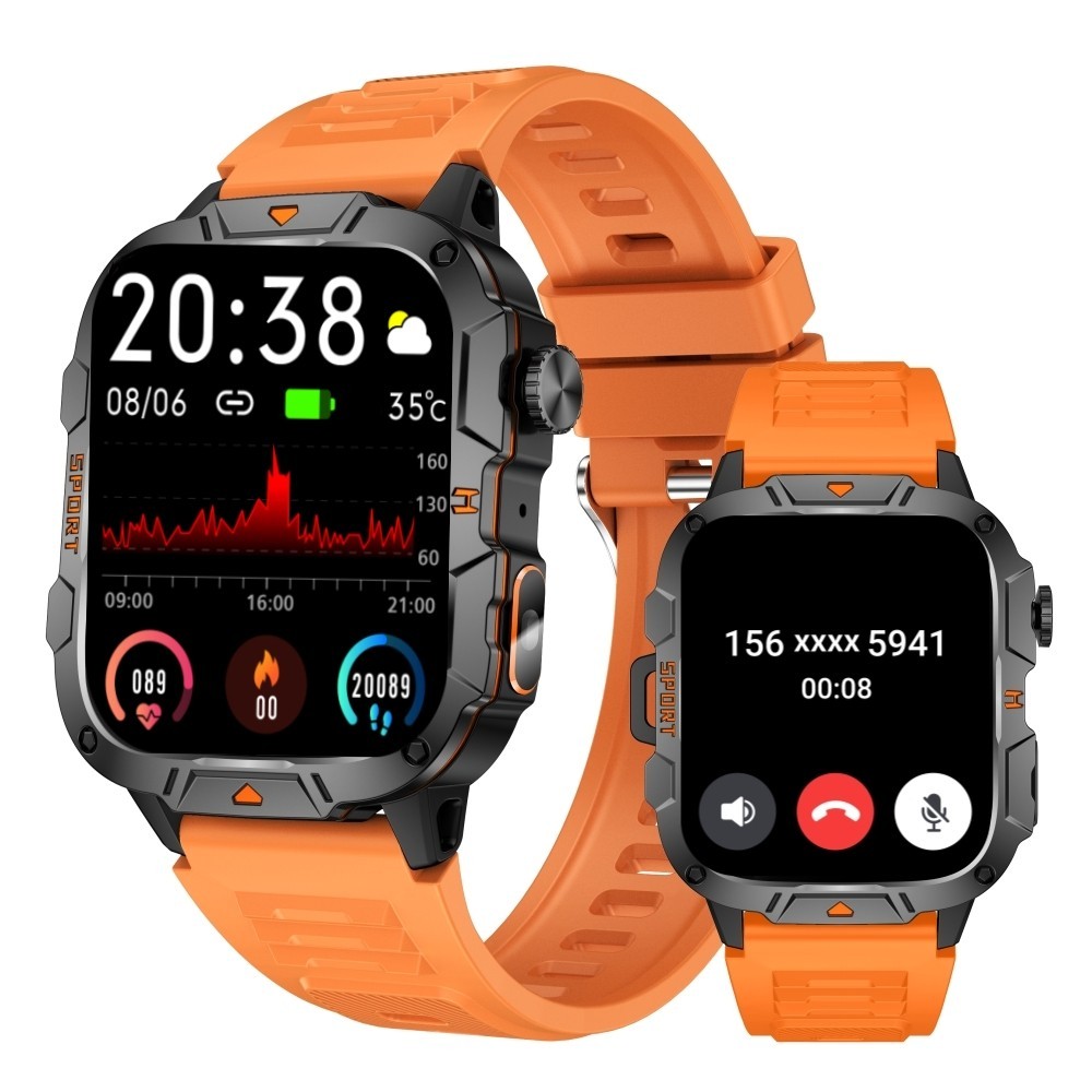 Smart Watch Men Women Sport Rugged with Flashlight 1.96″ HD Screen Waterproof