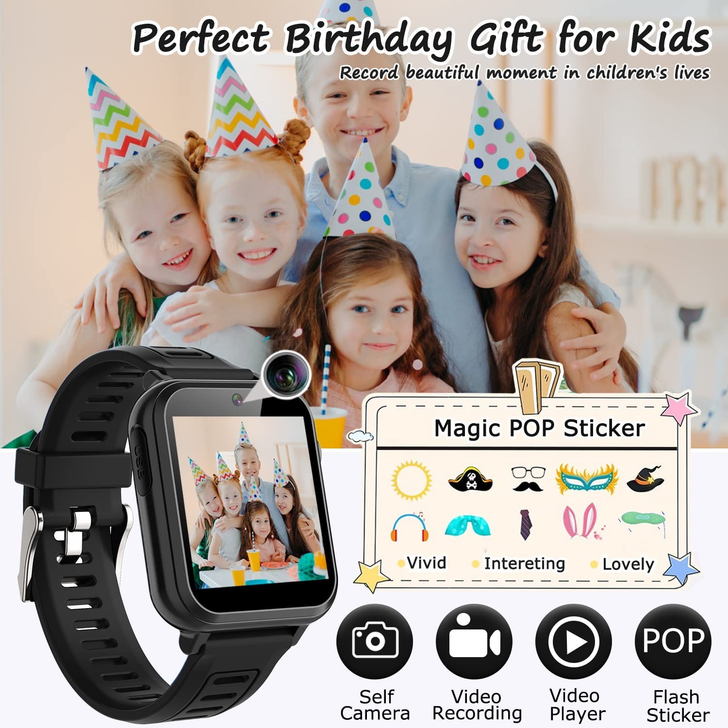 Kids Smart Game Watch with 39 Games, HD Touch Screen, Video Camera, Music Player