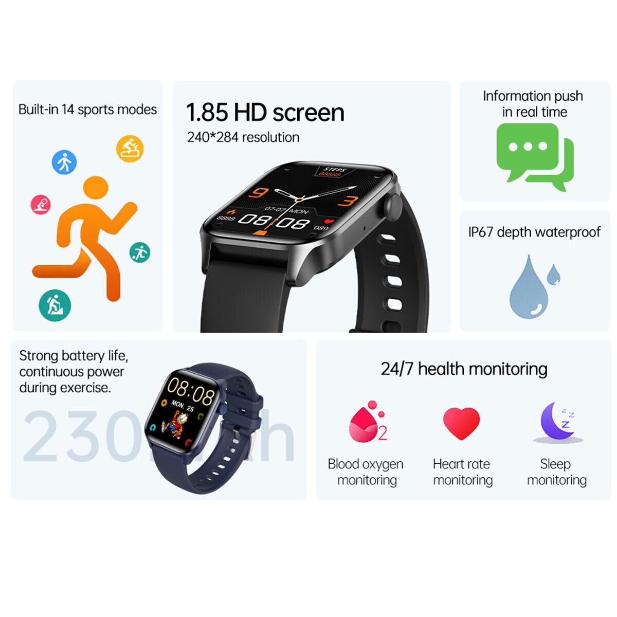 2025 Smart Watch Blood Pressure Oxygen Heart Rate Monitor Watch for Android IOS