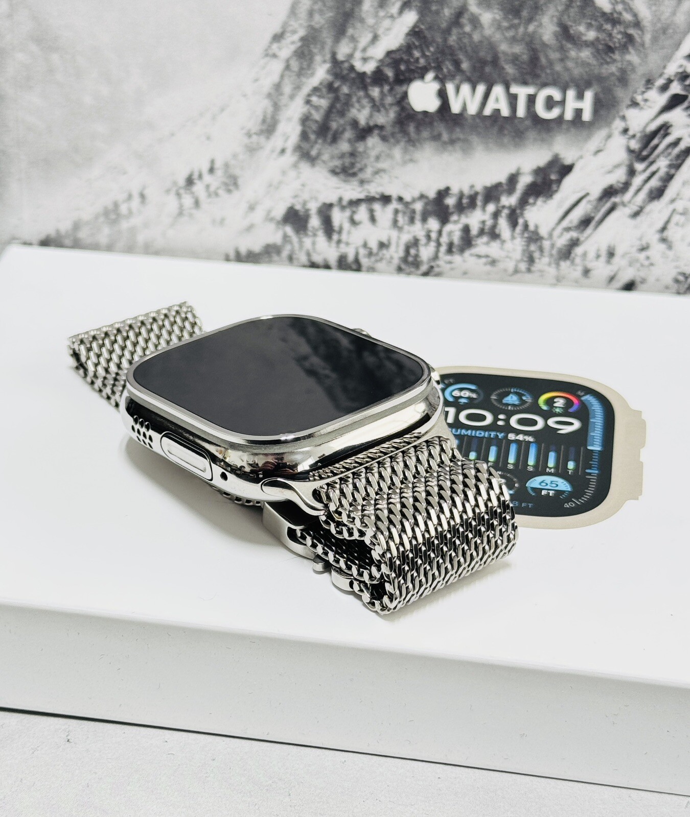 Apple Watch ULTRA 3 49mm CUSTOM Diamond Polished Apple Titanium Milanese Loop