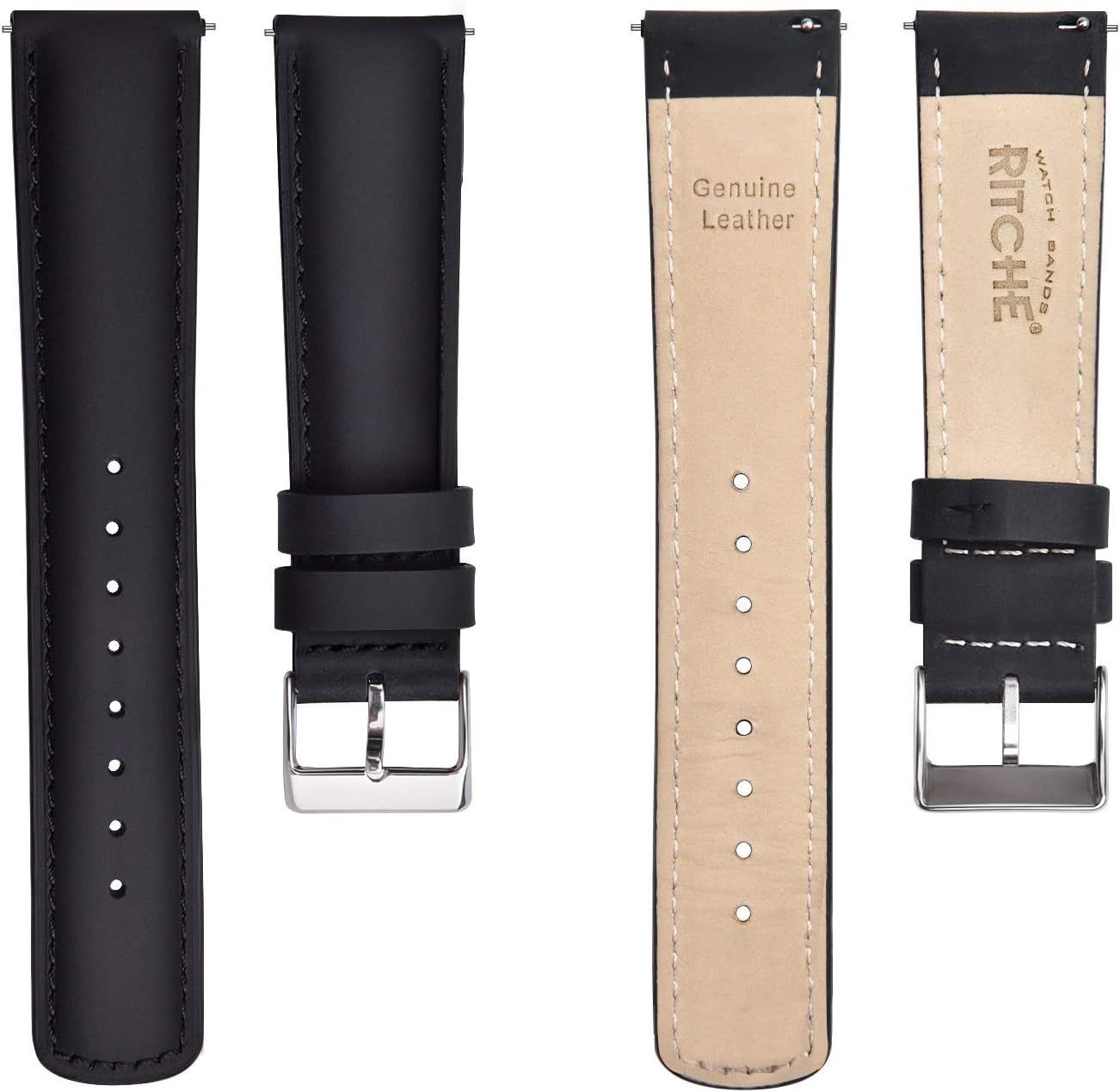 Genuine Top Grain Leather Watch Band – Quick Release Design for Men and Women