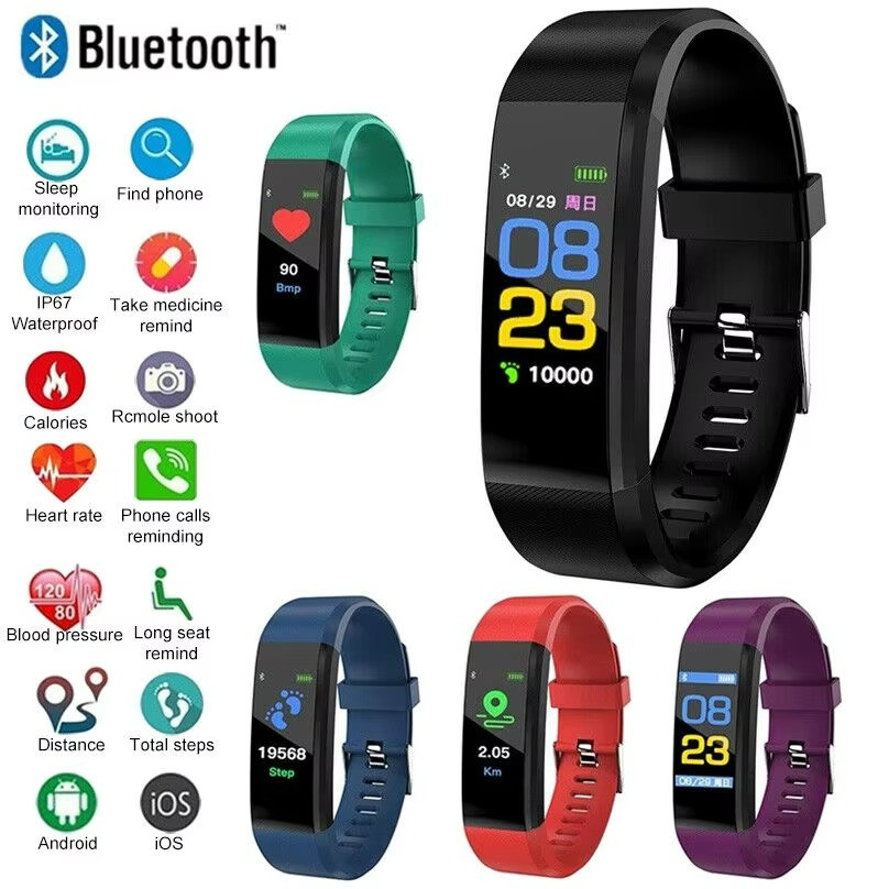 115plus Bluetooth 4.0 Intelligent Sports Bracelet Smartwatch for iOS Android Spo