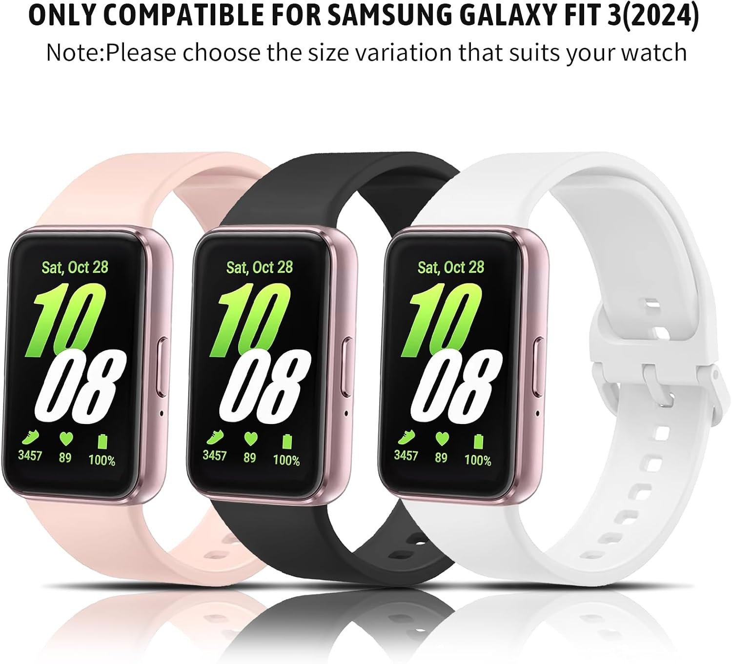 2-Pack Tempered Glass Case for Samsung Galaxy Fit 3 Smartwatch (Black/Black)