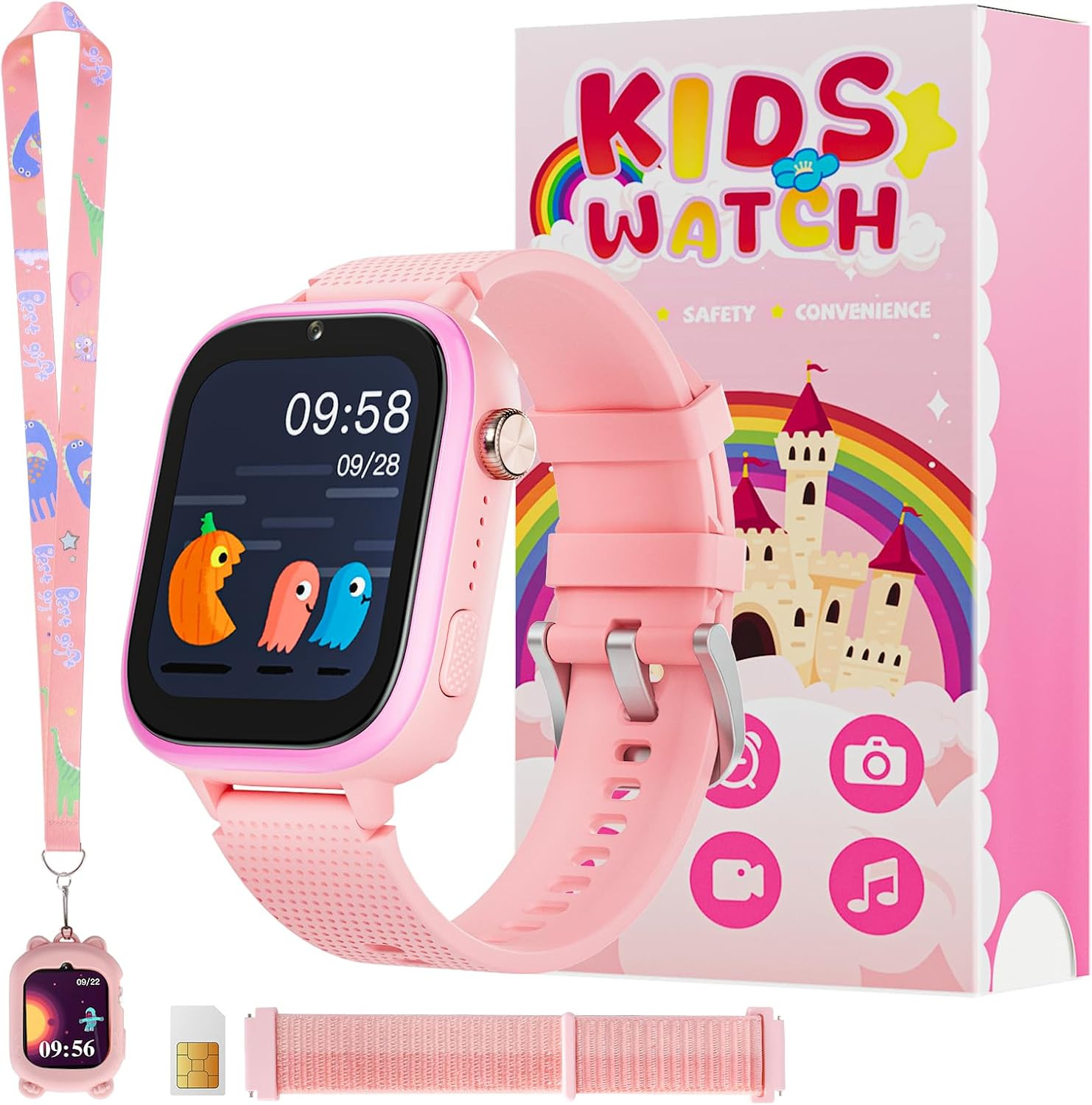 4G Kids Smart Watch, 15 Exciting Games, Two-Way Calling Feature, SOS Emergency C
