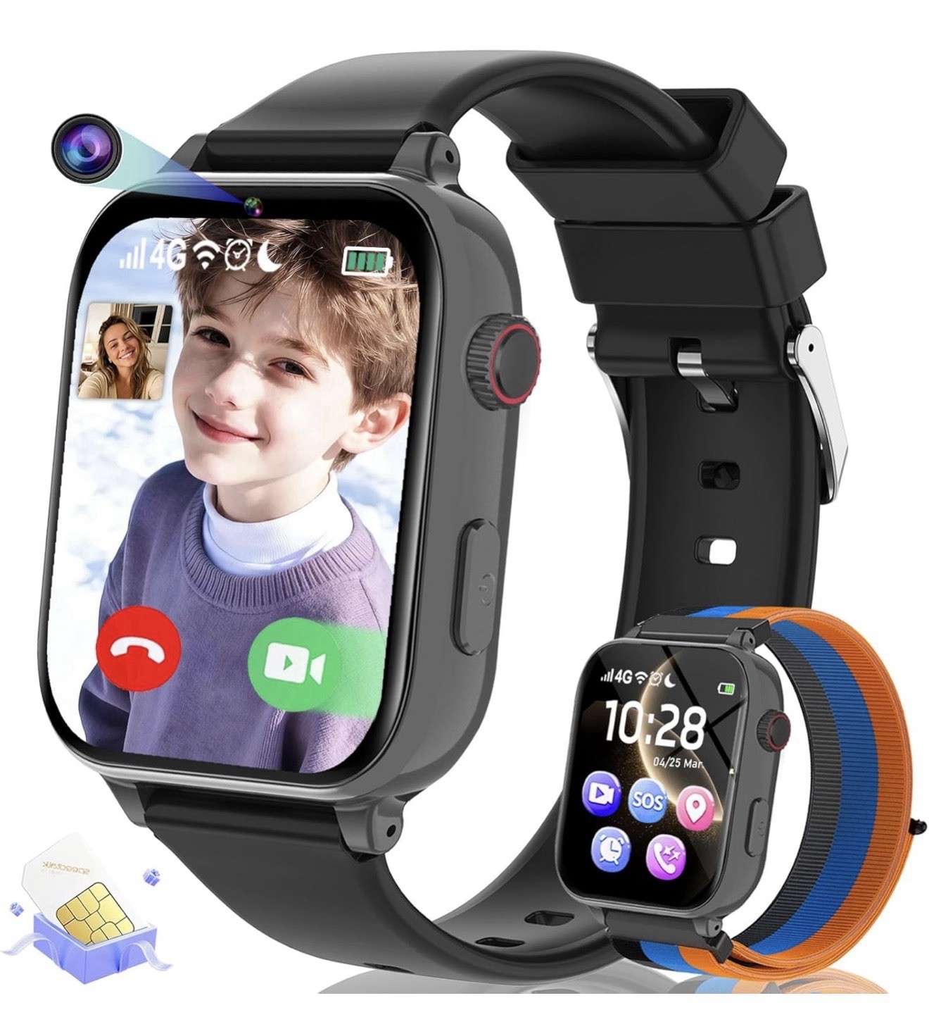 Munnrei Kids Smart Watch for Boys Girls, 4G Smartwatch Phone Bright Grey Sealed
