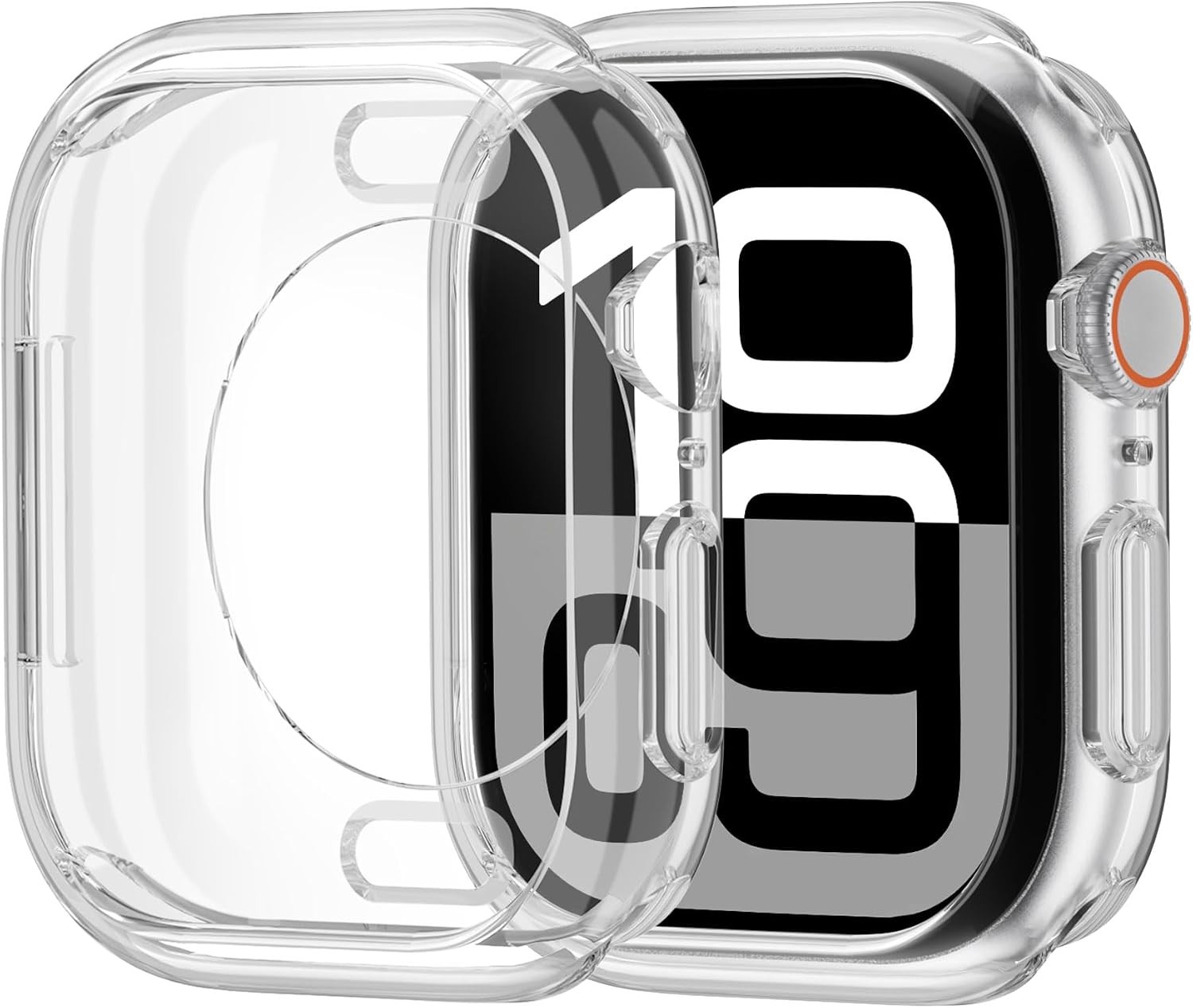 Clear 2 Pack Soft TPU Bumper Case for Apple Watch 46mm Series 11/10 Slim Shockpr