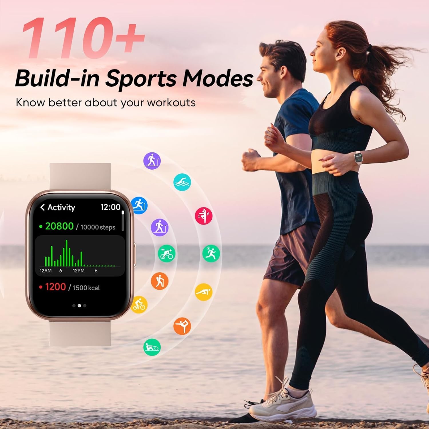 Fitpolo Smart Watch for Women Android iPhone 1.8” Touch Screen Alexa Fitness
