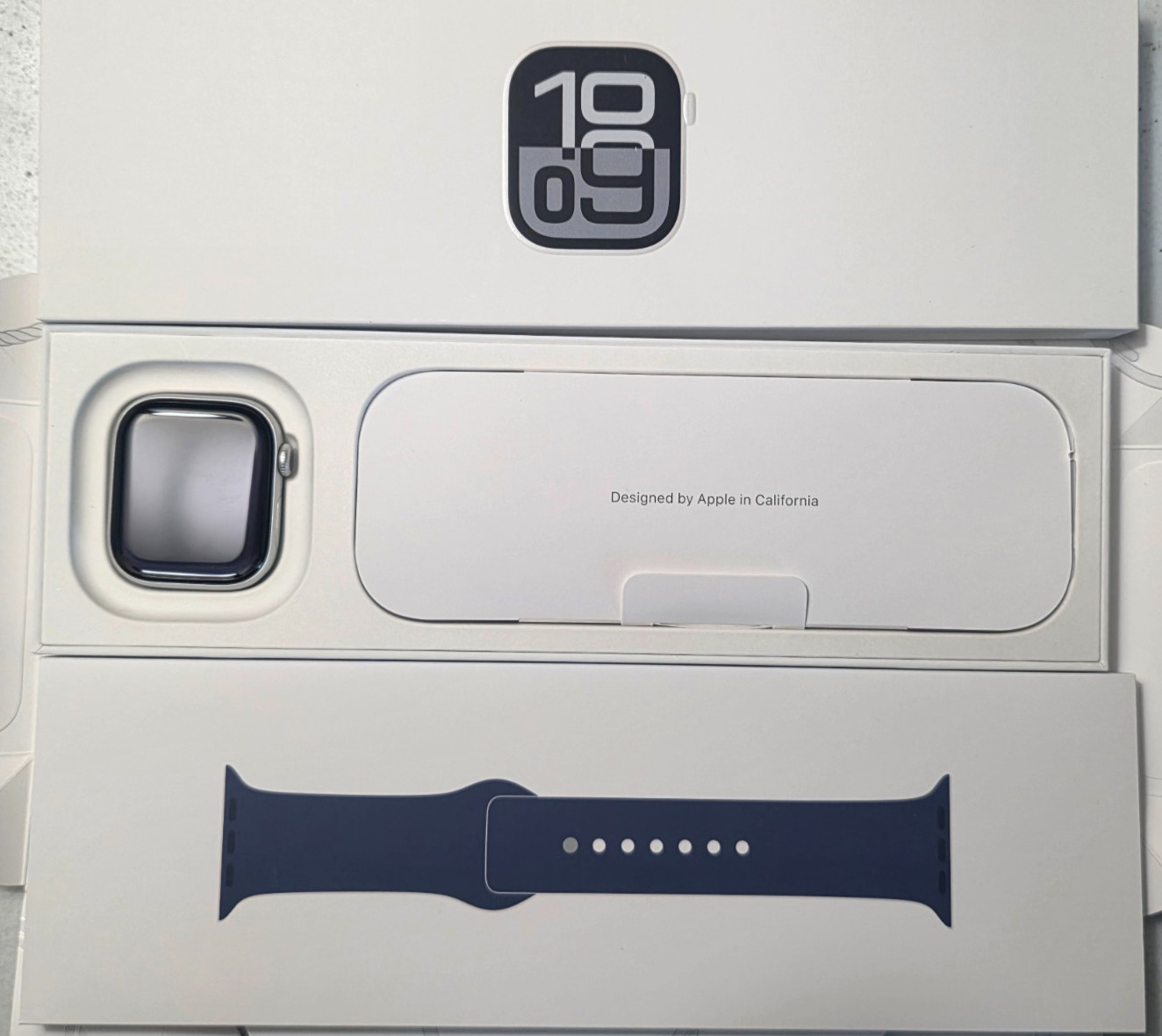 Apple Watch Series 10 (GPS) 42mm Silver Case w Denim Sport Band M/L MWWC3LW/A