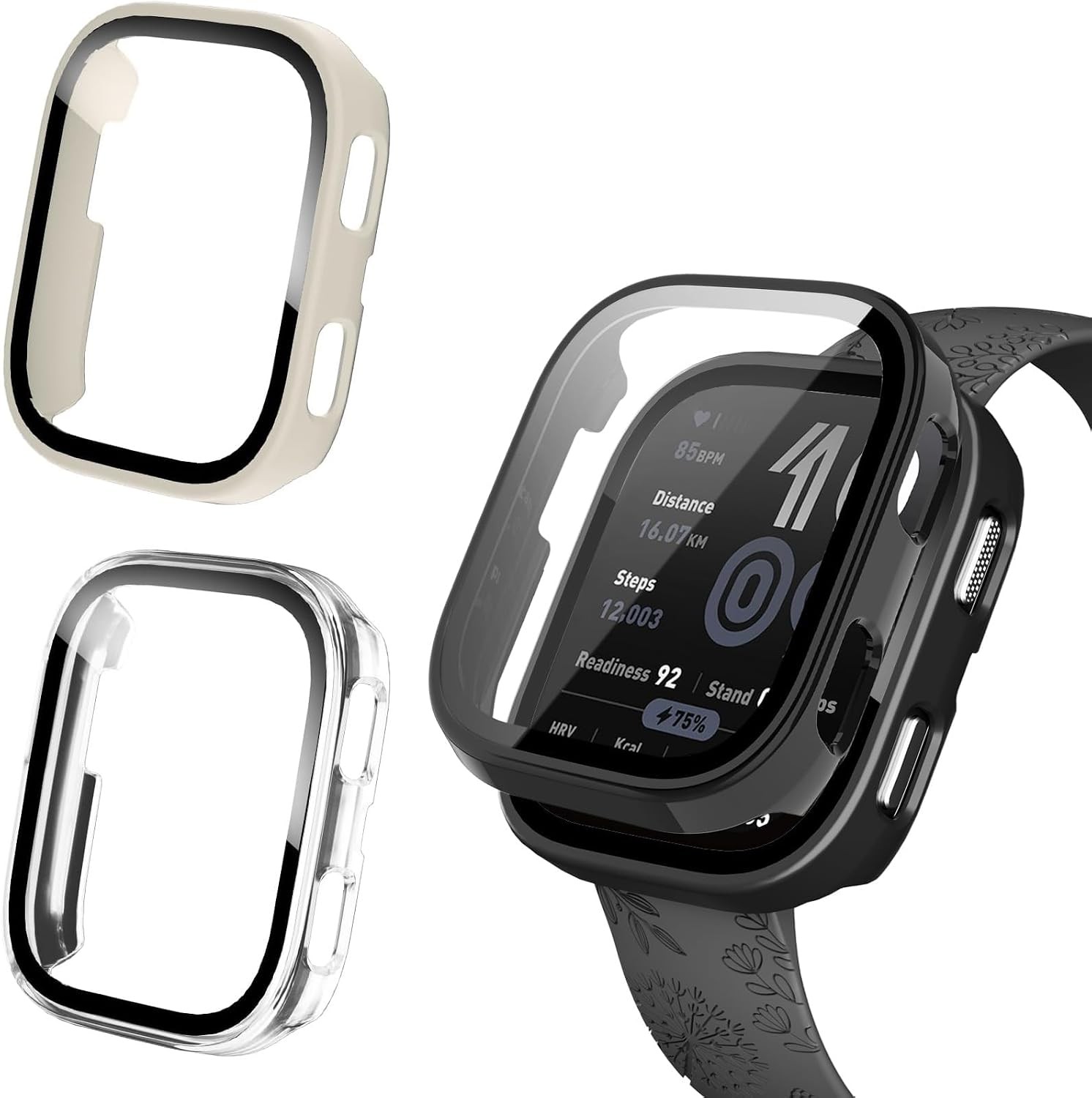 3 Pack Case for Amazfit Bip 6 Smartwatch with Built-in Tempered Glass Protector