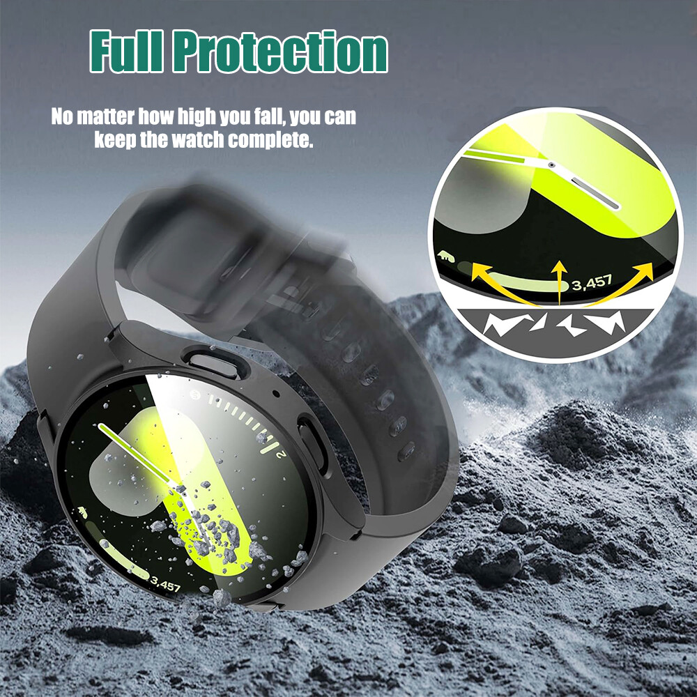 For Samsung Galaxy Watch 7 6 5 4 PC Case Tempered Glass Screen Protector 40/44mm
