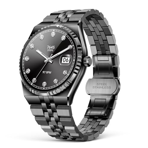 Luxury Smart Watch Men Bluetooth Call AMOLED Heart Rate Blood Oxygen IP68 Black