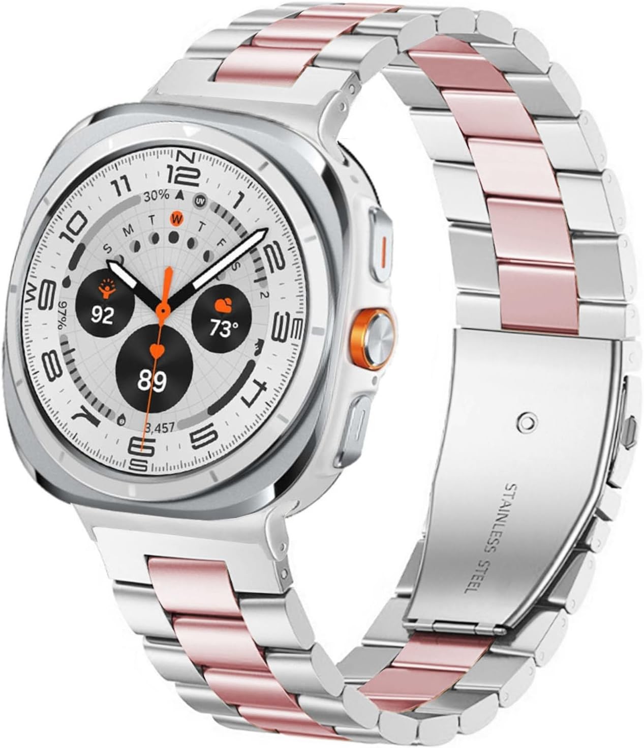 Case For Samsung Galaxy Watch Ultra 47mm No Gap Stainless Steel Replacement Band
