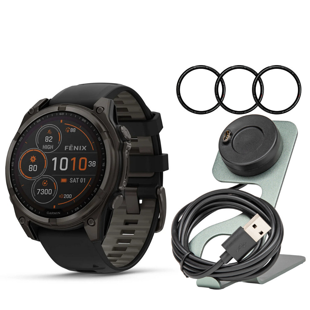 Garmin Fenix 8 Sapphire Solar 51mm Smartwatch Bundle (Black Pebble Gray)