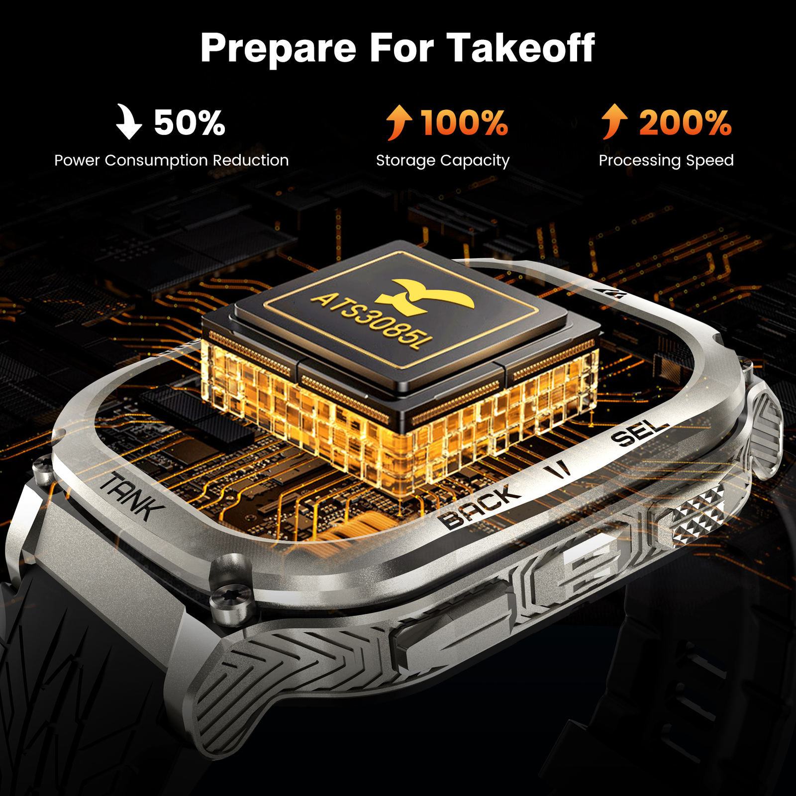 AMAZTIM TANK M3 Smart Watch Men Smart Watches 480mAh Big Battery Bluetooth Watch