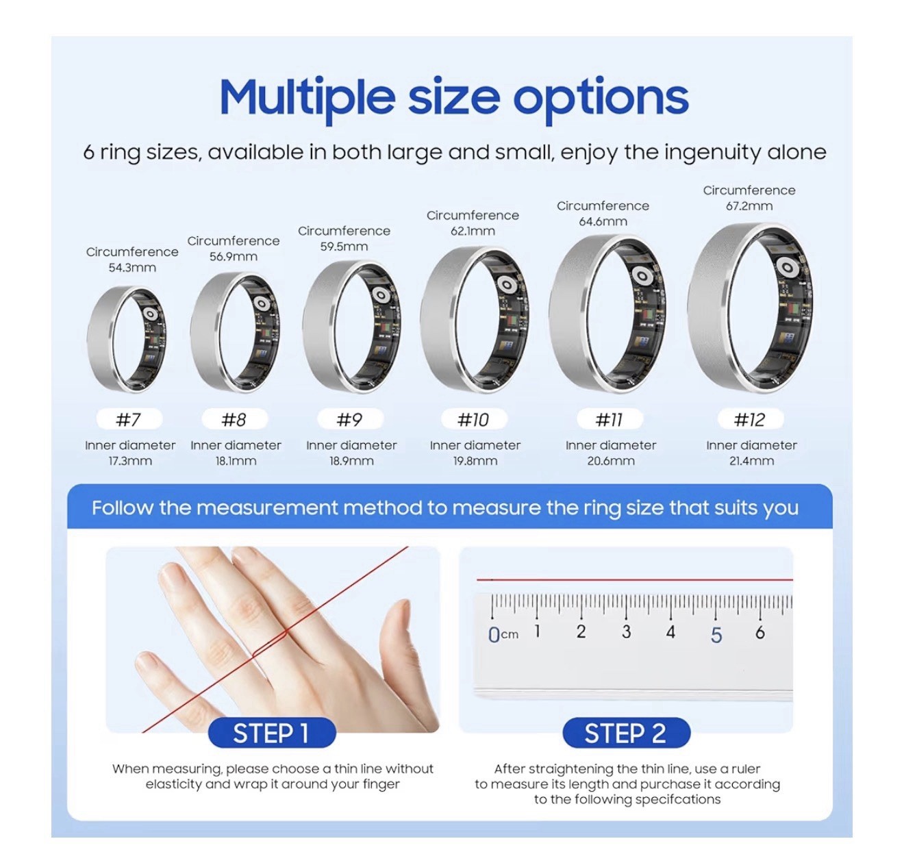 Smart Ring Heart Rate Monitor Blood Pressure Sleep Tracker Size 10