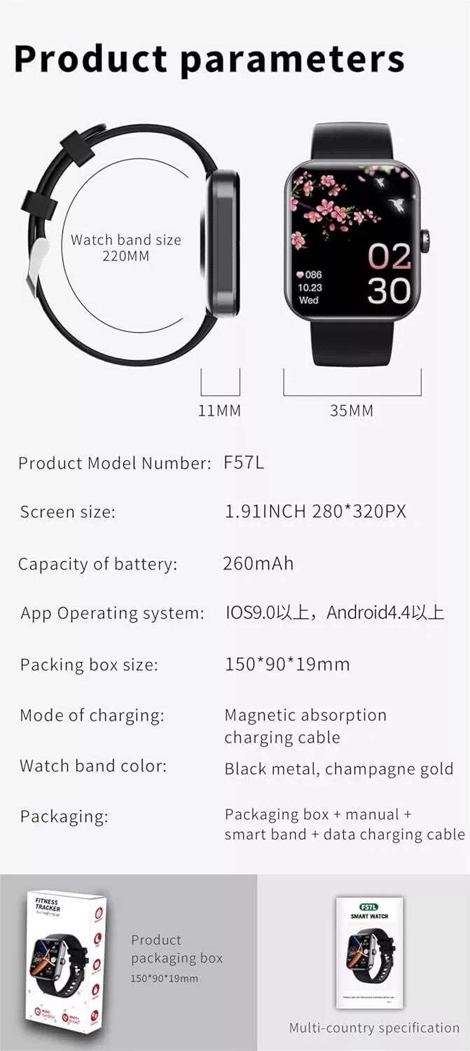 Smart Watch Women Men with Blood Pressure, Blood Oxygen Monitor Fitness Tracker