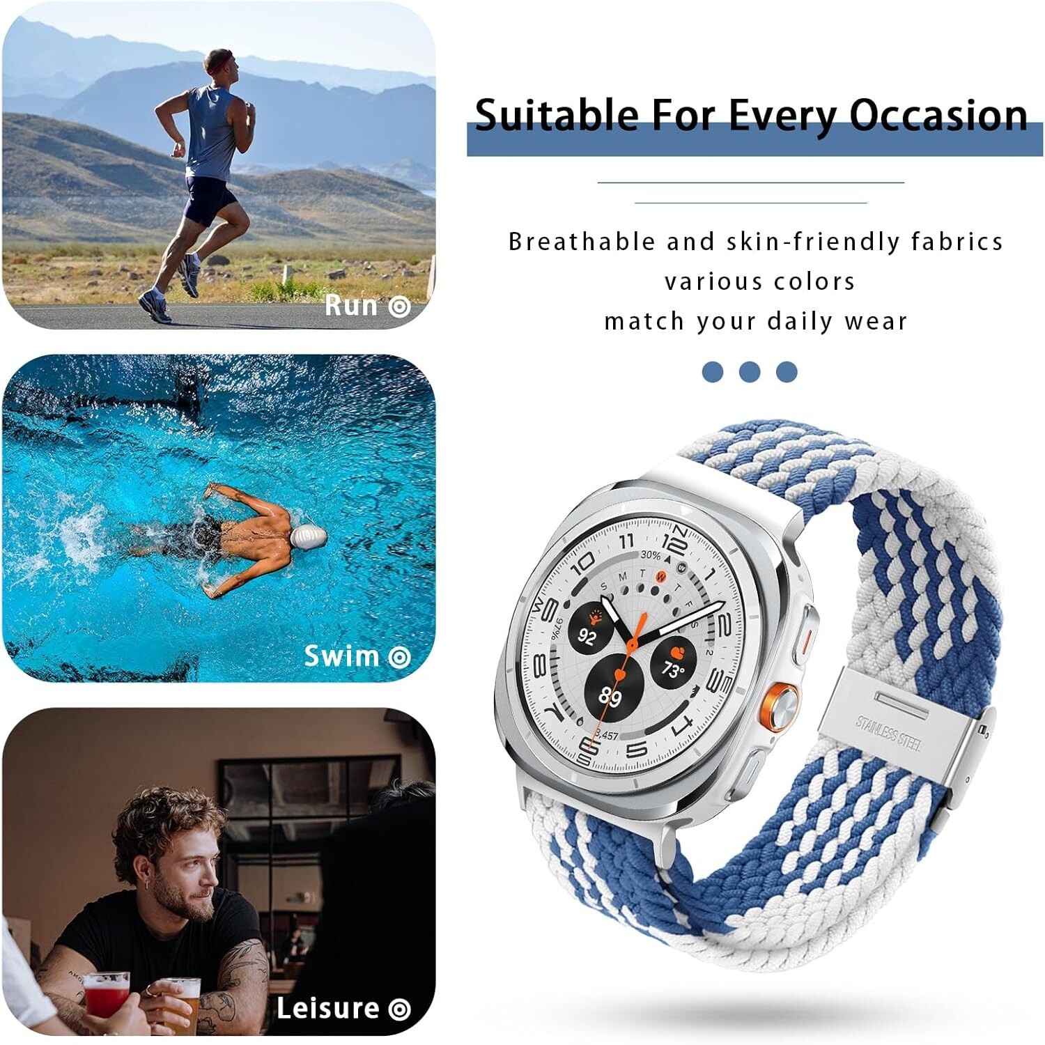 For Samsung Galaxy Ultra 7 watch (47mm) 20mm Nylon Woven Breathable Sport Strap